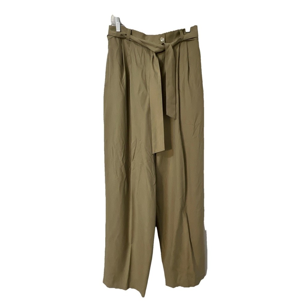 VTG Talbots 100% Silk Trousers Size 14 High Waist Brown Dress Pants New